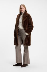 Teddy coat with adjustable collar, Dark Brown