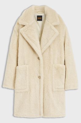 Teddy coat with adjustable collar, Light Beige