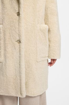 Teddy coat with adjustable collar, Light Beige