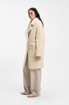 Teddy coat with adjustable collar, Light Beige