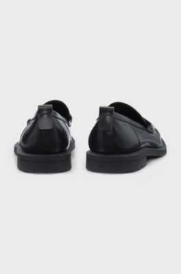 Leather loafers with penny trim, Black