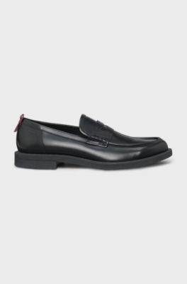 Leather loafers with penny trim, Black
