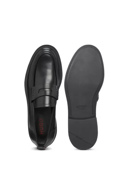 Leather loafers with penny trim
