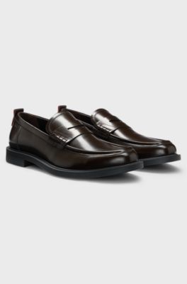 Leather loafers with penny trim, Dark Brown