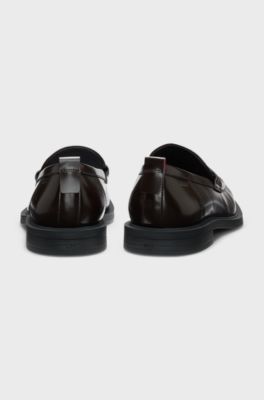 Leather loafers with penny trim, Dark Brown