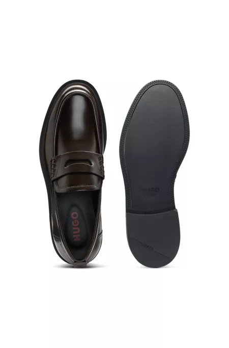 Leather loafers with penny trim