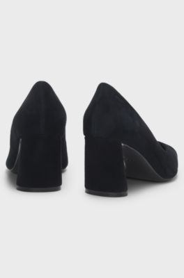 Suede pumps with leather toe, Black