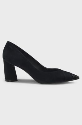 Suede pumps with leather toe, Black