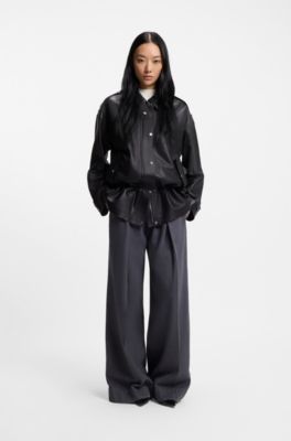 Suede pumps with leather toe, Black