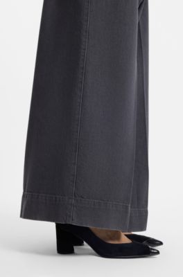 Suede pumps with leather toe, Black