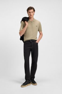 BOSS x ASTON MARTIN polo shirt with nubuck logo, Beige