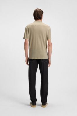 BOSS x ASTON MARTIN polo shirt with nubuck logo, Beige