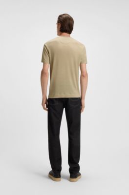 BOSS x ASTON MARTIN T-shirt with nubuck logo, Beige