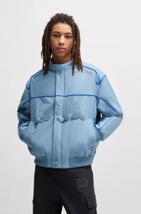 HUGO x RB water-repellent jacket with degradé bull graphic