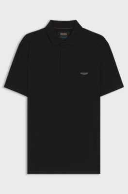 BOSS x ASTON MARTIN polo shirt in cotton and silk, Black