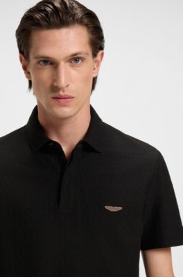 BOSS x ASTON MARTIN polo shirt in cotton and silk, Black