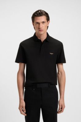 BOSS x ASTON MARTIN polo shirt in cotton and silk, Black