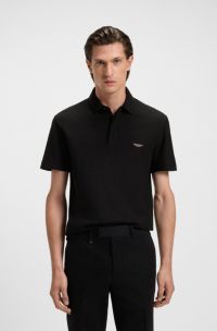 BOSS x ASTON MARTIN polo shirt in cotton and silk, Black