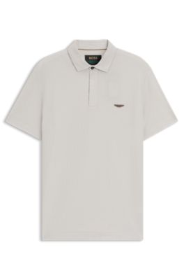 BOSS x ASTON MARTIN polo shirt in cotton and silk, Light Grey