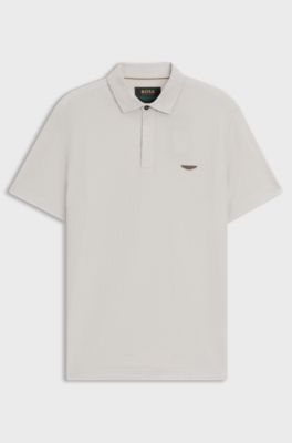 BOSS x ASTON MARTIN polo shirt in cotton and silk, Light Grey