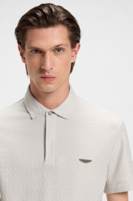 BOSS x ASTON MARTIN polo shirt in cotton and silk, Light Grey