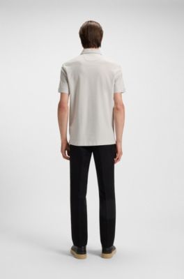 BOSS x ASTON MARTIN polo shirt in cotton and silk, Light Grey