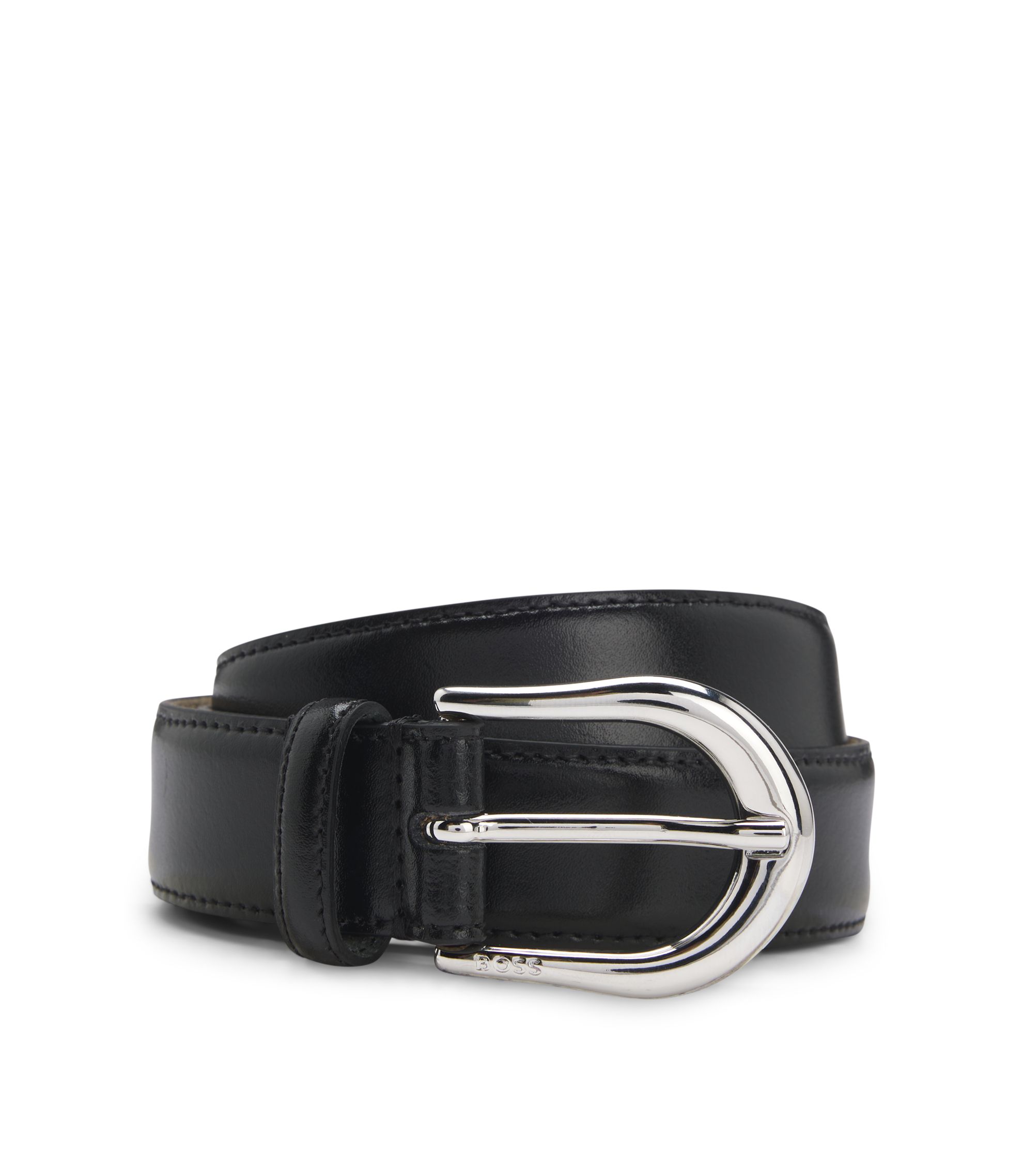 9446- Women Genuine Italian Leather Belt Luna, Made In France- Black Genuine Leather Belt - MISS SIXTY main image 4