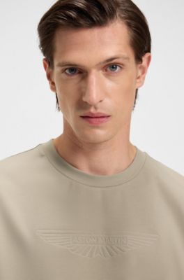 BOSS x ASTON MARTIN T-shirt with embossed logo, Beige