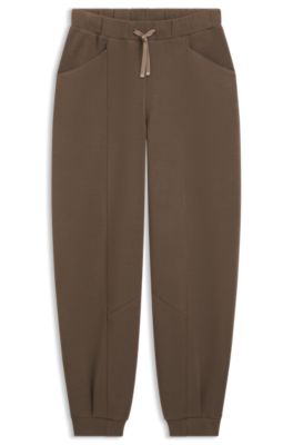 Relaxed-fit tracksuit bottoms with lustrous piping, Brown