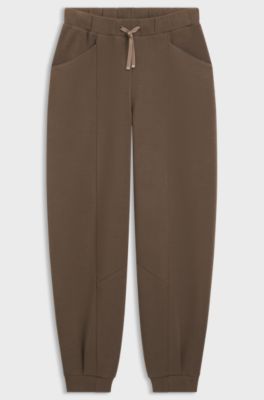 Relaxed-fit tracksuit bottoms with lustrous piping, Brown