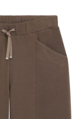 Relaxed-fit tracksuit bottoms with lustrous piping, Brown