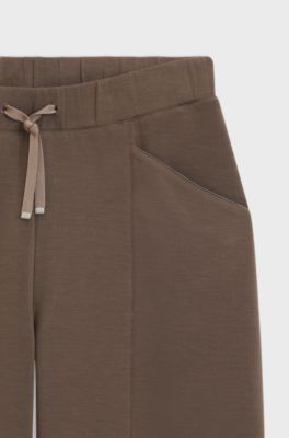 Relaxed-fit tracksuit bottoms with lustrous piping, Brown