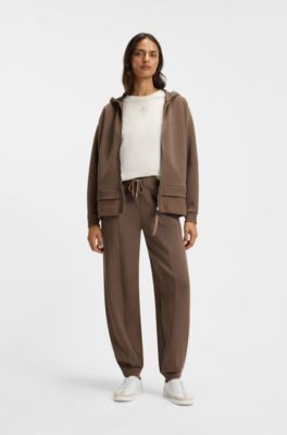 Relaxed-fit tracksuit bottoms with lustrous piping, Brown