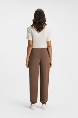Relaxed-fit tracksuit bottoms with lustrous piping, Brown