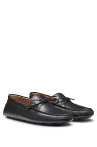 Leather moccasins with driver sole, Black