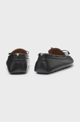 Leather moccasins with driver outsole, Black
