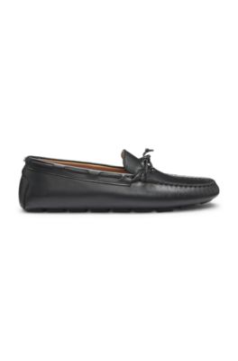 Mocasines de piel con suela estilo driver, Negro