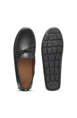 Mocasines de piel con suela estilo driver, Negro