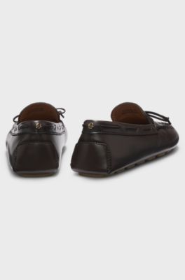 Leather moccasins with driver outsole, Dark Brown