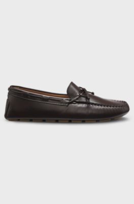 Leather moccasins with driver outsole, Dark Brown