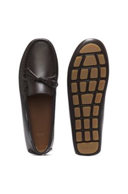 Mocassins Homme BOSS En Cuir Premium Avec Semelle à Picots - Confort Exceptionnel Et Style Élégant Pour Noël