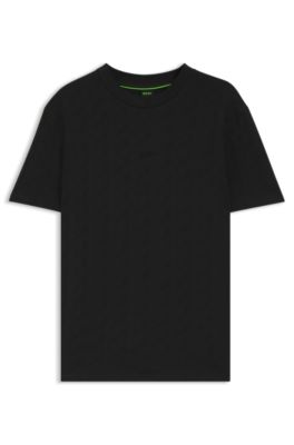 Cotton T-shirt with jacquard pattern, Black