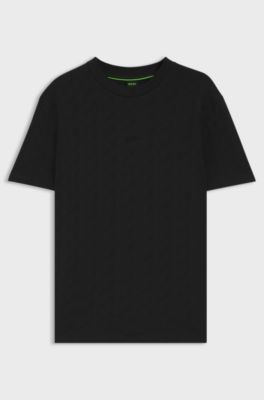 Cotton T-shirt with jacquard pattern, Black