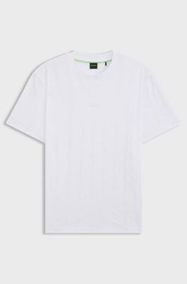 Cotton T-shirt with jacquard pattern, White