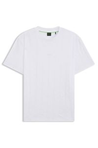 Cotton T-shirt with jacquard pattern, White