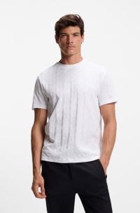 Cotton T-shirt with jacquard pattern, White
