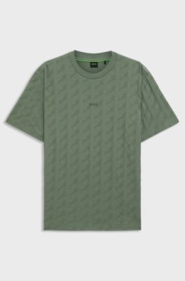 Cotton T-shirt with jacquard pattern, Green