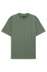 Cotton T-shirt with jacquard pattern, Green