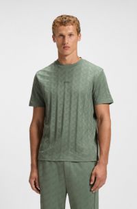 T-shirt en coton à motif jacquard, Vert