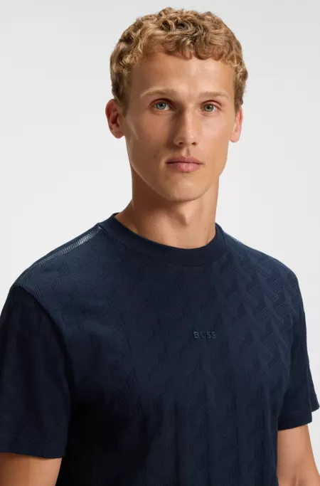 Cotton T-shirt with jacquard pattern